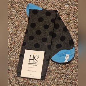 Happy Socks Men's Gray and Blue Polka Dot Socks